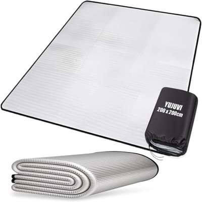 SnelShoppen - Aluminium Isolatiemat 200 x 200 cm - Schuimmat voor Camping, Opvouwbare Tentmat, Vloermat, Thermodeken, Waterdicht, EPE, Ideaal voor Avo