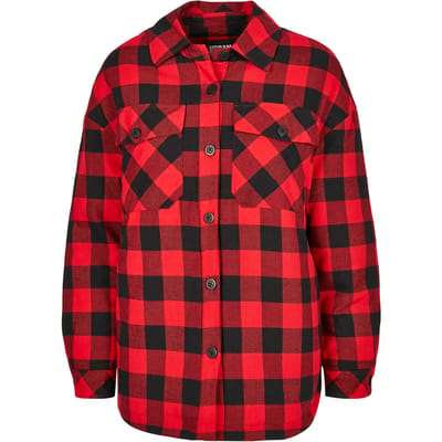 Urban Classics - Padded Check Flannel Overhemd - S - Zwart/Rood
