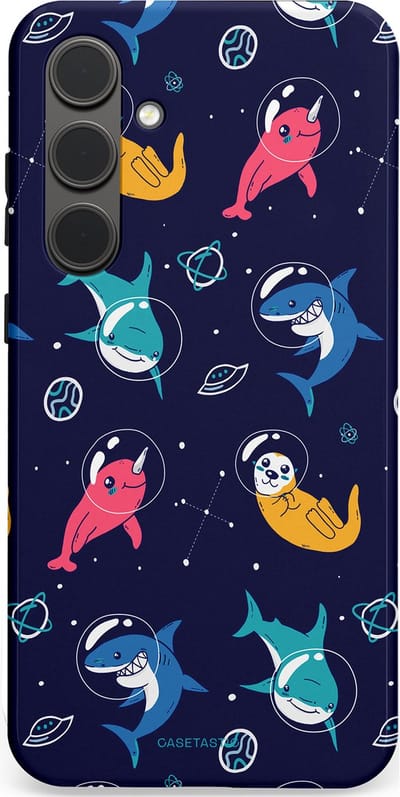 Casetastic Hoesje Geschikt voor Samsung S24 Plus - Stijlvolle Beschermende Duo-layer Case - Ruimte Oceaan Blauw