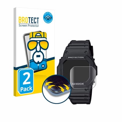 BROTECT - Screenprotector voor Casio G-Shock GW-M5610-1ER - Folie Beschermfolie transparant volledig dekking - 2 Stuks