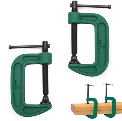 Dailygoods- Schroefklem 2 Stuks - Verstelbare Klem - T-vormige Handgreep - Maximale Opening 50 mm - Tempergietwerk - Groen