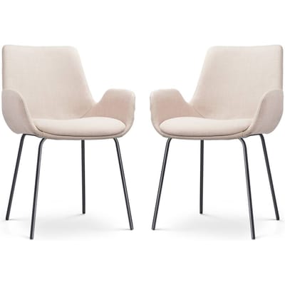 Nolon Nora-Eef Eetkamerstoel beige - zwart onderstel - set van 2