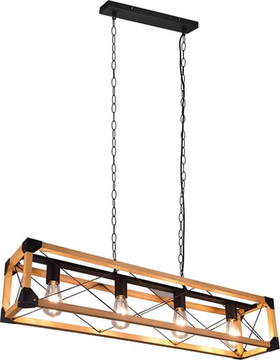 Trio leuchten - LED Hanglamp - Hangverlichting - E27 Fitting - 4-lichts - Rechthoek - Zwart - Aluminium