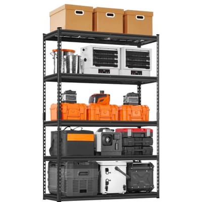 VEVOR Opslagstelling, 1134 kg, 5-laags zware garagestelling, 457,2 x 1219,2 x 1828,8 mm, verstelbare garagestelling voor industriële stellingen, kelderstelling, voor keuken, magazijn, kelder, zwart