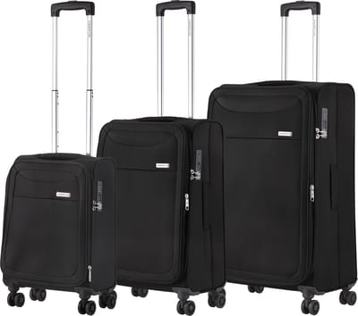 CarryOn Air 3-delige Kofferset - Zachte Trolley Koffers- Lichtgewicht - Expander - TSA-slot – Zwart