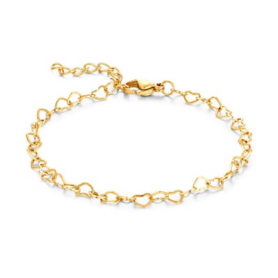 Twice As Nice Armband in goudkleurig edelstaal, open hartjes 16cm+3cm
