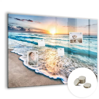 Tulup Glassboards - Strand zeezand Magneetbord - 100 cm x 70 cm - Veelkleurig Memo Bord - Gratis 5 Sterke Magneten - Minimalistisch Prikbord - Magnetic Board - Magnet Board - Planning Muur - Magnetisch Bord Kind