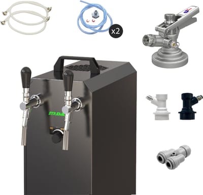 Complete set - Biertap - STREAM 50K - 2-lijns, tot 55 liter/uur - met Fustkoppeling KeyKeg, NC Adapter