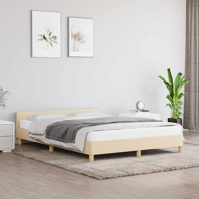 vidaXL - Bedframe - zonder - matras - stof - crèmekleurig - 140x190 - cm