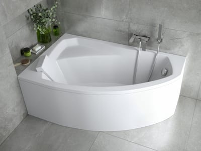 Badland RIMA hoekbad 150 x 95 cm links wit met styropor ombouw