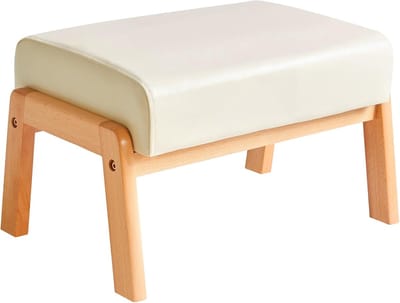 Moderne 10,2" H Voetenbank Ottomaanse van PU-leer met Houten Poten - Perfect voor Woonkamer, Slaapkamer en Kantoor