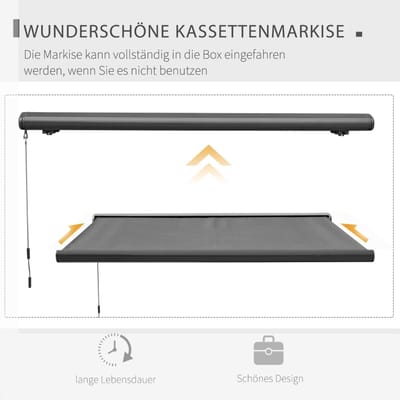 STILVORA Knikarmscherm Elektrisch Met Afstandsbediening En Handzwengel 300 X 250 Cm Aluminium Donkergrijs Voor Raam En Deur Zonwering
