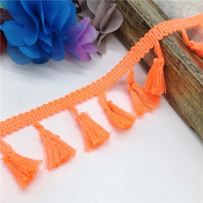 2 yards Kantrand Naailint Kwastje Franje Katoen Etnisch Latijnse Jurk Podiumkleding Gordijn Decoratief DIY oranje