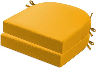 Stoelkussen Set - Zitkussen Tuinstoel - Comfortabel Zitten - Waterdicht Uv-Bescherming - 43 x 43 x 5 cm - Geel