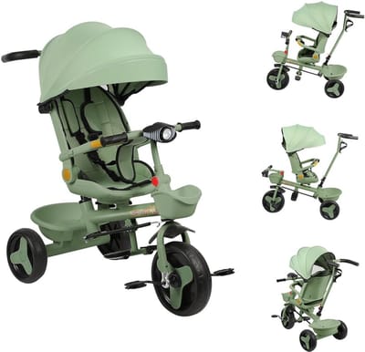 Babydriewieler - Loopfiets kinderwagen - Buiten spelen - Schaalbaar 6-in-1 - 74 x 46 x 106 cm - Groen
