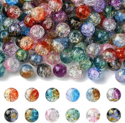 200 Pcs 10Mm Two Tone Crackle Glas Kralen Ronde Losse Spacer Crystal Kralen Craft Supplies Voor Sieraden Maken Diy Armband Ketting Oorbel Ambachten