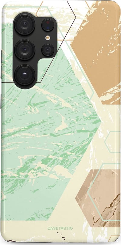 Casetastic hoesje geschikt voor Samsung Galaxy S25 Ultra - Dubbellaagse bescherming - Vlaklicht - Fashion Case - Crème Mintgroen Wit Lichtgrijs