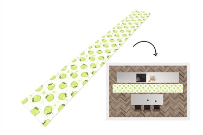 Keukenloper - Keukenmat - Waterverf - Appel - Groen - Patronen - 400x50 cm - Keuken vloerkleed