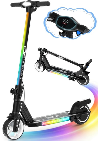 RCB Elektrische Step Kinderen - 6.5 inch- Verlichting - 5/10/15 km/u - zwart