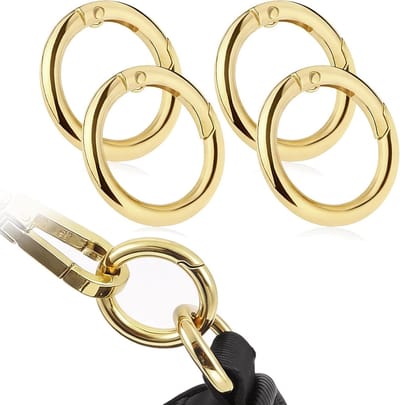 Set van 4 Ronde Carabiners in Zinklegering, Ideaal voor Sleutelhangers, Rugzakken en DIY-projecten, 25 mm, Goudkleurig
