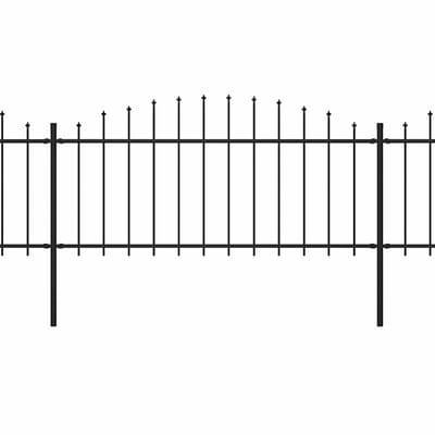 vidaXL - Tuinhek - met - speerpunt - staal - 1005x75 - cm - zwart