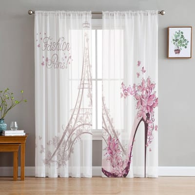 Hoge Hakken Diamant Glanzende Tule Gordijnen Voor Woonkamer Slaapkamer Voile Gordijn Huisdecoratie Transparant Balkondeur Gordijn 135W x 114H(cm)