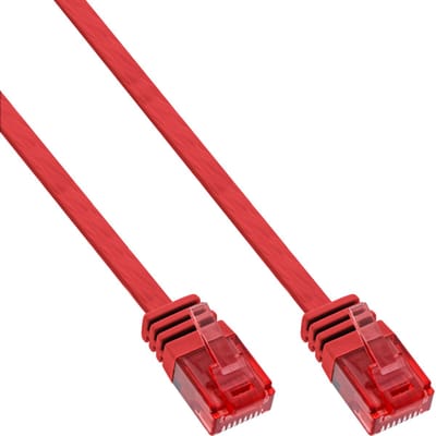 InLine® Patchkabel plat, U/UTP, Cat.6, rood, 10m