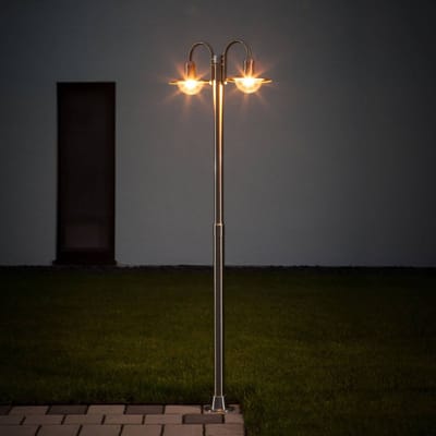 Lindby - Lantaarnpalen - 2lichts - Roestvrij staal, polycarbonaat - H: 200 cm - E27 - roestvrij staal, helder