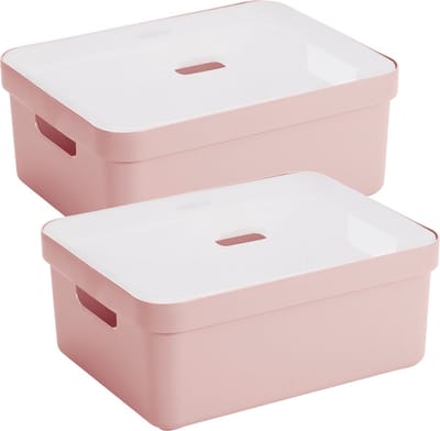 Sunware Sigma Home opbergbox 24L - Set van 2 - Roze/Transparant