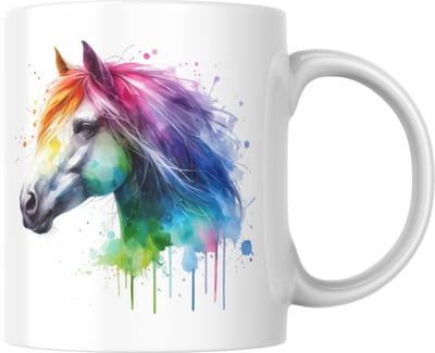 Mok – Kleurrijk Paard Watercolor | Paardenliefhebbers Cadeau | Artistieke Koffiemok