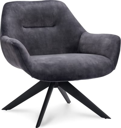 Icon Living - Fauteuil Vico - Velours Adore Anthracite - Poot Zwart