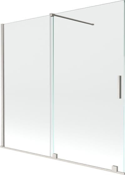 Mexen Velar badwand scherm 2-delig schuifbaar 170 x 150 , transparant, geborsteld nikkel - 896-170-000-01-97