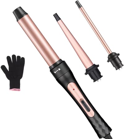 Krultangset, krultang 3-in-1 krultang verwisselbare keramische krultang van 0,35-1,25 inch met hittebestendige handschoen