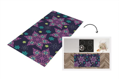 Keukenloper - Loper keuken - Sterren - Regenboog - Luxe - Winter - Patroon - 120x60 cm - Keukenloper vinyl