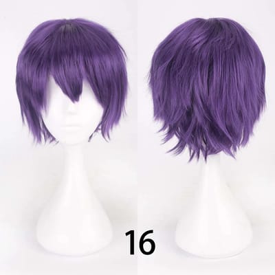 Wolf Cut Met Pony Gehakte Cosplay Feestpruik Voor Mannen Vrouwen Roze Rood Blauw Paars Koreaanse Stijl Mannenpruik Synthetische Korte Pruiken