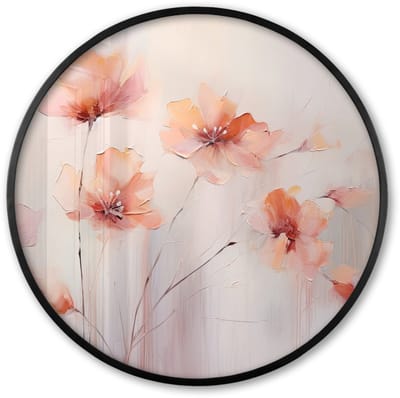 Poster in lijst Rond - Fotolijst 60x60 cm - Posters - Klaproos - Bloemen - Kunst - Abstract - Watercolor - Ronde posterlijst zwart - Decoratie - Wanddecoratie woonkamer - Muurdecoratie slaapkamer