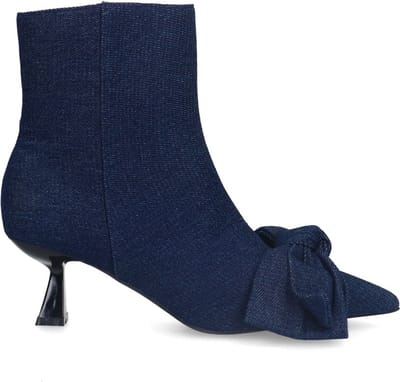 Sacha - Dames - Blauwe denim enkellaarsjes met hak - Maat 36