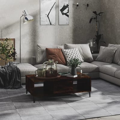 vidaXL - Salontafel - 103,5x60x35 - cm - bewerkt - hout - gerookt - eikenkleurig
