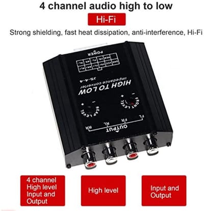 12V 4-kanaals Audio-omzetter, Impedantie-omzetter Hoog Naar Laag lijn Autoradio Radio Luidspreker Frequentiefilter