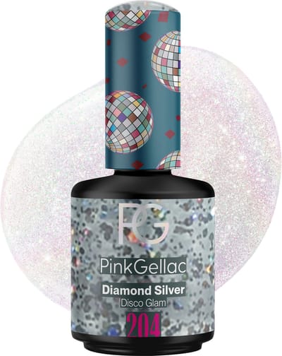 Pink Gellac Gellak - 204 Diamond Silver 15ml - Zilveren Gel Nagellak - Gellac - Gel Nagels Producten