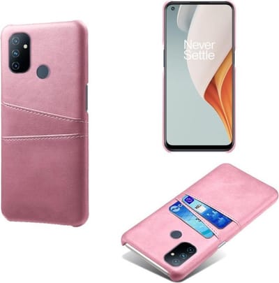 Back Cover met Opbergvakjes + PMMA Screenprotector voor OnePlus Nord N10 5G _ Roze Goud