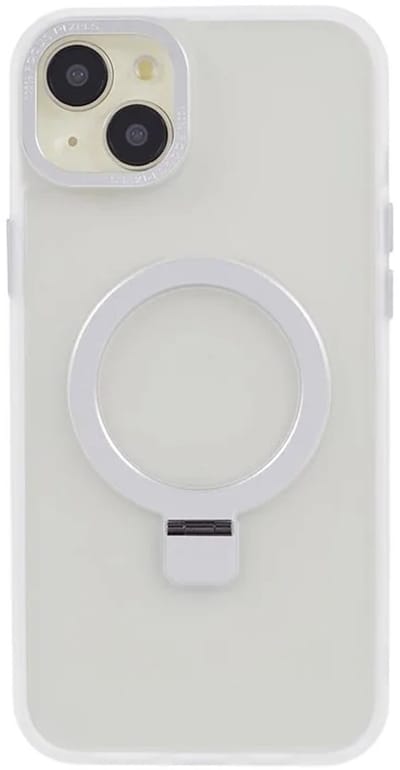 Cityhoesje - iPhone 15 - Magnetic - Ring Holder Kickstand - Protective – Backcase - Wit
