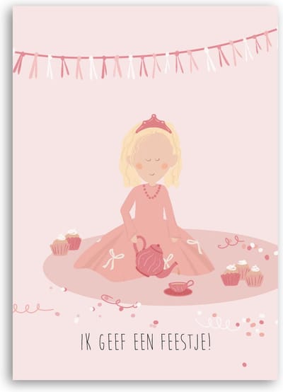 Uitnodiging kinderfeestje meisjes - 12 stuks - Enkele kaart - Verjaardagsfeestje prinsessen thema