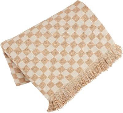 Geruite Deken - Plaid Woondeken - Gezelligheid Thuis - Geweven Katoen - 152 x 127 cm - Blauw