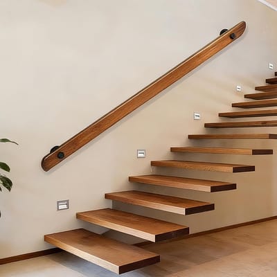 Houten Trapleuning - Steun Handgreep - Veiligheid Thuis - Inclusief Beugels - 180cm Lengte - Natuurlijk Hout