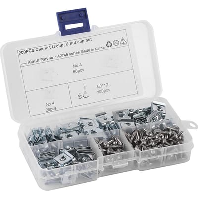 Set van 200 stuks Mangaanstaal U-klemmen met Zelfborende Schroeven Kit Assortiment Bevestigingsmaterialen voor white