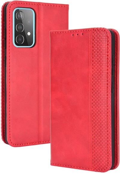 Coverup Hoesje - Geschikt voor Samsung Galaxy A52 / A52s Hoesje - Coverup Vintage Style Book Case - Rood