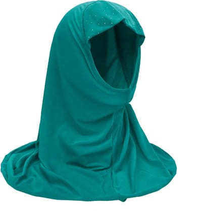 Ademende Hijab voor Kinderen - Islamitische Arabische Sjaals met Pailletten voor 2-6 Jaar, Groen, One Size, Perfect voor Feestelijke Gelegenheden en Dagelijks Gebruik