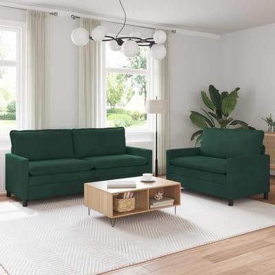 vidaXL - Bankstel - 2 - st - Donkergroen - Fluweel