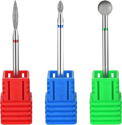Nagelboor Set - Manicure Bits - Nagelriem Verwijderen - Diamant Geslepen - 4.5 cm - Rood Blauw Groen